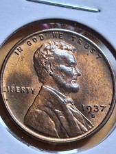 1937-S LINCOLN CENT. MS/ BU/ RED .CHOICE. FULL MINT LUSTER. picture
