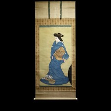 Beautiful large painting depicting young beautiful girl , early 20th c  ZR94 picture