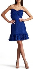 Sho by Tadashi Shoji Neon Blue Metalllic Fringe Detail Strapless Dress 4 $278 picture