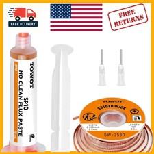 Complete 10ft Solder Wick & No-Clean Flux Kit for Electronics Enthusiasts picture