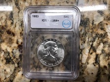 1953 Franklin Graded MS64 90% Silver Half Dollar picture
