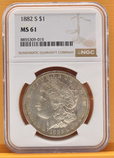 1882 S Morgan Silver Dollar NGC MS61 $1 Coin San Francisco Uncirculated picture