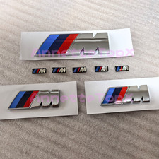 8Pcs M Performance Sport Rear Trunk Badge Side Fender Emblem Chrome M5 330i 540i picture