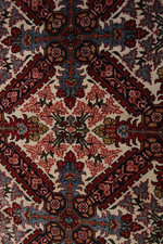 5x7 Vintage HandKnotted Wool Rug Traditional Geometric Cross Design circa 1950 picture