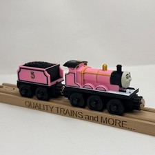 Wooden Railroad Pink James Train Engine with Tender Custom made for Thomas Train picture