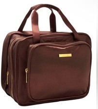 Joy Magnano CleanBoss Hanging Cosmetic Bag Brown Satin Finish Gold Hardwear New picture