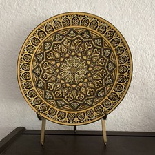 Vintage Toledo Spain Damascene 24k Gold Decorative Footed Plate with Stand picture