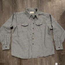 L.L. Bean Men's Black White Check Flannel Button-Up Shirt Chest Pocket Size M picture