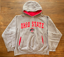 Vintage Champs Ohio State Buckeyes Gray/Red Pullover Hooded Hoodie Sweatshirt, L picture