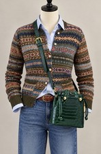 Vintage Bally Dark Green Crocodile-Embossed Leather Shoulder Bag picture