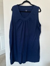 Lands' End 100% Cotton Navy Blue Sleeveless V-Neck Pleated Tunic Dress Size 3X picture