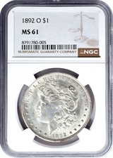 1892 O Morgan Silver Dollar $1 NGC MS61 Uncirculated *SUPER WEAK STRIKE* picture