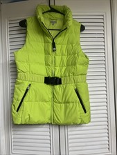 Talbots Woman size Medium Petite Quilted ￼￼ sleeveless Lime Green 2  Pocket Vest picture