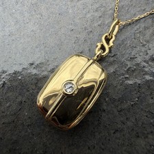 Monica Rich Kosann Rectangular Diamond Locket 18k Yellow Gold 10.7g 16.75