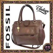 Fossil Vintage Brown Leather Framed Top Bag Detachable Shoulder Strap Fosdil Key picture