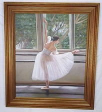Beautiful Ballerina Studio Oil On Canvas Painting Signed Wiman Figurative Art picture