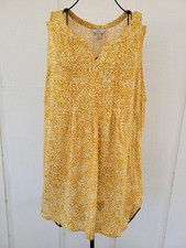 NWT Croft & Barrow 3X Tunic Top Yellow Floral V-Neck Plus Size Blouse Pintuck picture