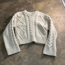 H&M Cable Knit Sweater Womens Small Cream Chunky Pullover Crewneck 4054 picture