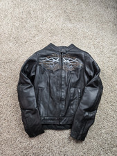 Bilt Motorcycle Jacket Womens Small Black Leather Padded Street Riding picture