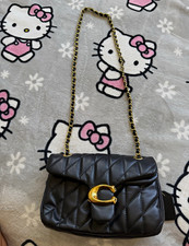 Coach Black Quilted Shoulder Bag Gold Chain Strap Magnetic Closure Small picture