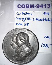 RARE BRITISH MEDALLION 1809 George III 50th Year of Reign Not Holed COBM-9413 picture