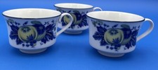3 Pendleton Mikasa Coffee Tea Cups Blue Yellow Green White Grapes Japan Gift picture