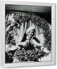 Bette Davis Christmas Wreath 28X35 XL White Modern Wood Framed Art Print by Holl picture
