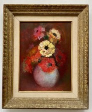 Original Fauvist Expressionist Floral Oil Painting Ornate Gold Barbizon Frame picture