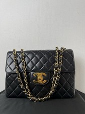 Auth Chanel Black Lambskin Classic Flap 30 Shoulder Bag GHW 3-Series Rank AB picture