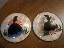 Set of 2 Peter Watson's Studio Reverse Painted Silhouette Convex Bubble Pictures picture