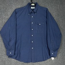 Vintage LL BEAN Oxford Shirt Mens 17-34 Blue Check Long Sleeve 90s Made in USA picture