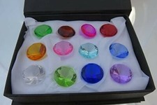 12pc Glass Diamond Jewel Art Glass Paperweight Box Set 20mm picture