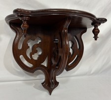 Antique Victorian Gothic Fretwork Mahogany or Walnut Wall Shelf Corbel picture