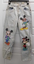 Too Cute Disney Mickey Mouse Patched Womens Levis Vintage 90s sz 8 27 x 28.5 in picture