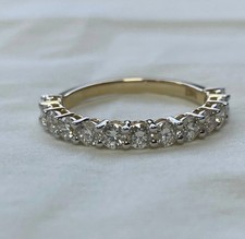 1.17 Ct Round Cut Natural Diamond Engagement Ring Eternity Band 14k White Gold 7 picture