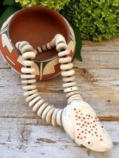 NECKLACE NATIVE AMERICAN ZUNI ANTLER & CORAL FROG FETISH BY GABE SICE STATEMENT picture
