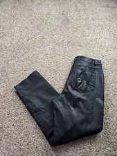 Vintage Metrostyle Leather Pants Womens 14 Black Lined Straight Leg 32X28 picture