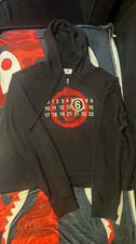 MM6 Maison Margiela Black 1/2 Zip Hoodie Snake Graphic Fleece Cotton XL picture