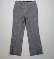 Vtg 70s Brioni Mens 32x28 Wool Knit Flared Wide Leg Chino Pants Trousers Plaid picture
