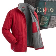 J. Crew Bomber Jacket Mens L Red Vintage Oarsman Fleece Lined USA 90s picture