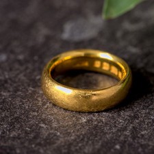 SUPERB HEAVYWEIGHT ANTIQUE ART DECO ENGLISH 22K GOLD WEDDING BAND RING 1926 9.7g picture