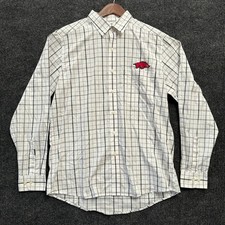 Antigua Arkansas Razorbacks Shirt Mens Large Plaid Long Sleeve Button Down NCAA picture