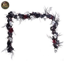 Ivy Bronx Red 50 ct. 9 ft. LED Skull Garland Halloween Decor picture