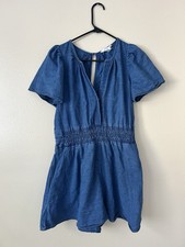 Anthropologie the Somerset Romper Smocked Waist Short Sleeve V-Neck Medium picture