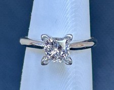 .95 Carat LEO Princess Cut NATURAL Diamond Solitaire Ring 14k White Gold VS1 picture