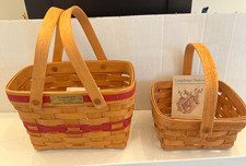 Vintage 1990 Longaberger Baskets, Lot of 2, 1 is marked Christmas 1992 edition picture