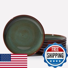 Pokini Stoneware Dessert Plates 8 Inch Brown Green picture