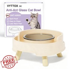 Ant Proof Cat Food Bowl, Elevated Pet Glass Dish with Deep Anti Ant Moat Stan... picture