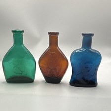 Vintage Made in Japan Glass Bottles Set 3 Liberty Eagle Portrait 5” picture