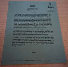 Deftones Rare 1995 Two Page Band Biography Vg++ picture
